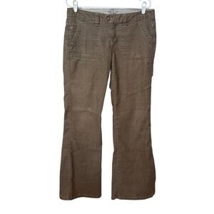 Aeropostale Y2K Women’s Mid Rise Corduroy Khaki Flare Pants Size 9/10S Preppy